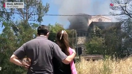 Firefighters take over Athens suburban fire