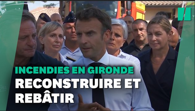 Incendies en Gironde: Macron promet un grand chantier pour rebâtir la forêt