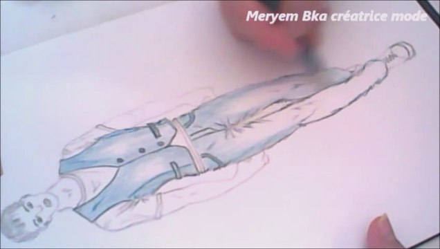 رسم بنطلون جينز مع بلوفر & سترة