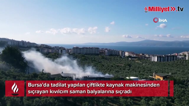 Kaynak makinesinden sıçrayan kıvılcım samanlığı küle çevirdi