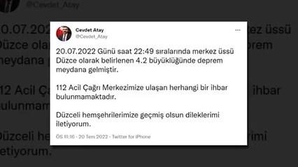 Düzce Valisi Atay: "(Depremde) Herhangi bir ihbar yok"