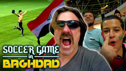 ONLY AMERICAN AT A SOCCER GAME IN BAGHDAD