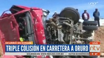 Dos fallecidos y dos personas heridas tras grave accidente de tránsito registrado en la carretera La Paz – Oruro.