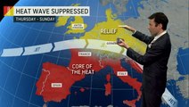 Record-shattering heat suppressed in part of Europe as it persists to the south