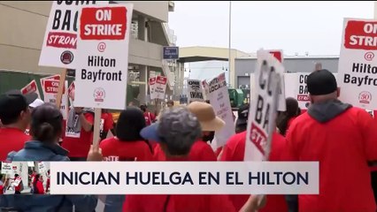Cientos de empleados del hotel Hilton de la bahía se van  a la huelga.