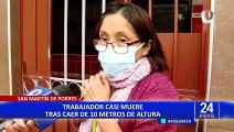 ¡Se salvó de morir! Albañil cae de 10 metros de altura al no tener arnés de seguridad en SMP