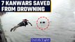 Haridwar: 7 Kanwars were saved from drowning after getting caught in strong current| Oneindia News