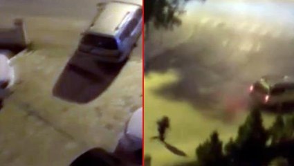 Araç sahibinin tepkilerine aldırmayan pişkin hırsızlar, otomobili çalıp kaçtı