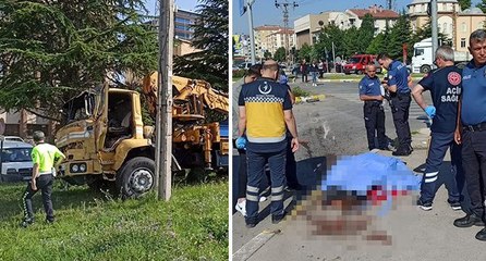 Freni boşalan vinç dehşet saçtı