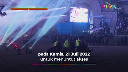 Demonstran menuntut Pekan Raya Masyarakat Pedesaan Argentina