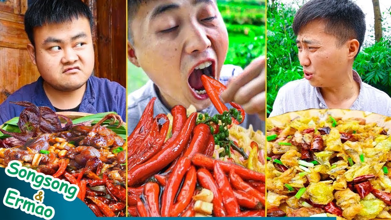 Super Spicy Foods Mukbang   Chinese Foods Cooking   TikTok Funny Video   Songsong and Ermao