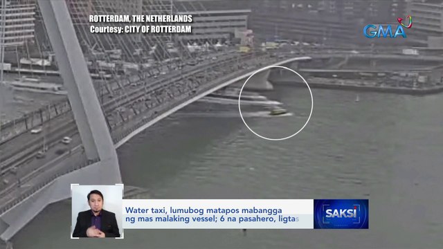 Water taxi, lumubog matapos mabangga ng mas malaking vessel; 6 na pasahero, ligtas | Saksi