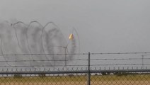 Lightning ignites fire on wind turbine