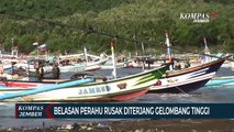 Belasan Perahu di Jember Rusak Diterjang Gelombang Tinggi