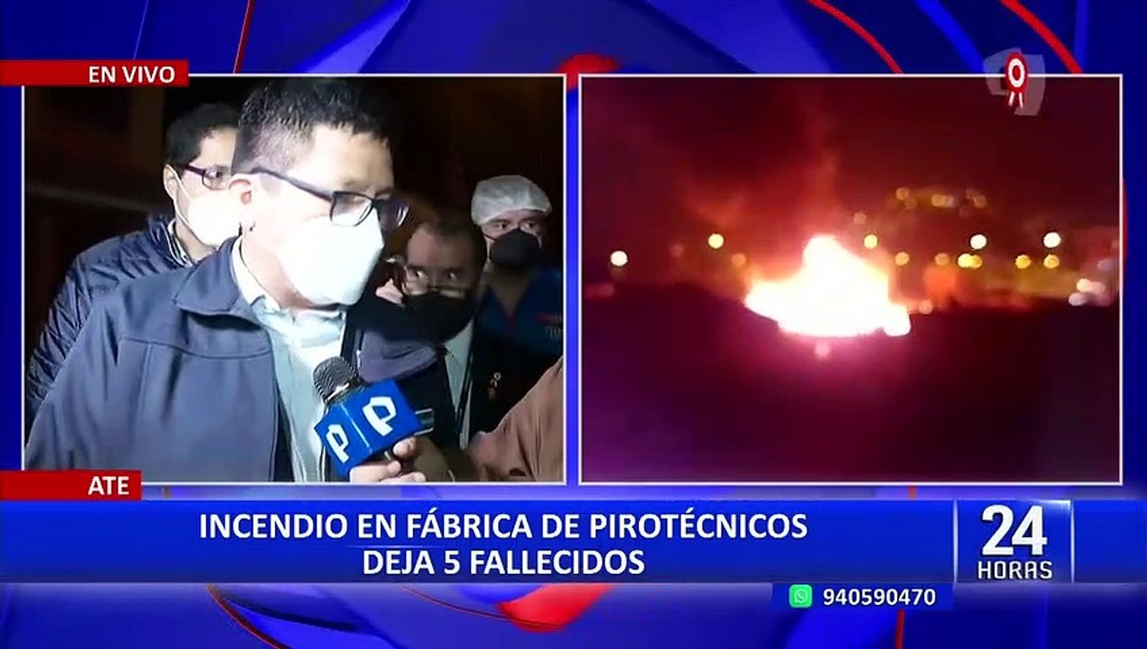 Ate: reportan 5 fallecidos en incendio de fábrica de pirotécnicos