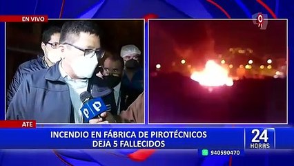 Ate: reportan 5 fallecidos en incendio de fábrica de pirotécnicos