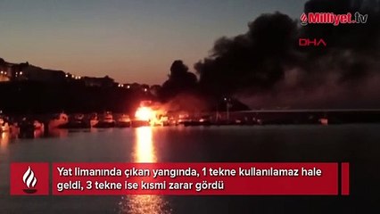 Tekirdağ'da yat limanında tekne yandı