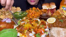 ASMR Eating Street Food - Samosa, PaniPuri, DahiPuri, Chole Bature, Pav Bhaji 