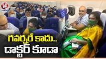 Governor Tamilisai Treats Sick Patient In Delhi Indigo Flight | V6 News