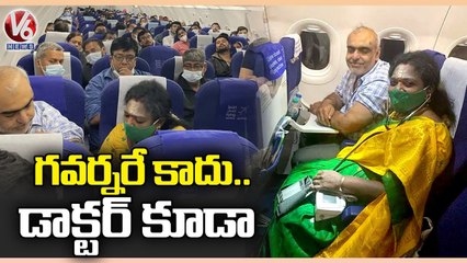 Governor Tamilisai Treats Sick Patient In Delhi Indigo Flight | V6 News