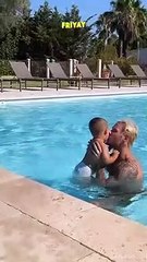 M. Pokora et son fils Kenna sur Instagram. Le 22 juillet 2022.