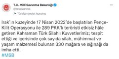 Son dakika haber... MSB duyurdu: Pençe-Kilit Operasyonunda bugüne kadar 289 terörist etkisiz hale getirildi