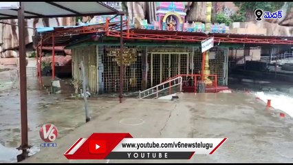 Huge Flood Water At Edupayala Durga Bhavani Temple _  Medak _ V6 News (1)