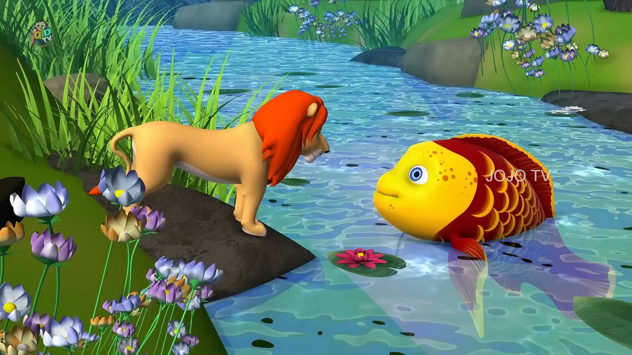 Lion and Giant Fish Story | 3D Hindi Moral Stories Kahaniya for Kids | JOJO TV