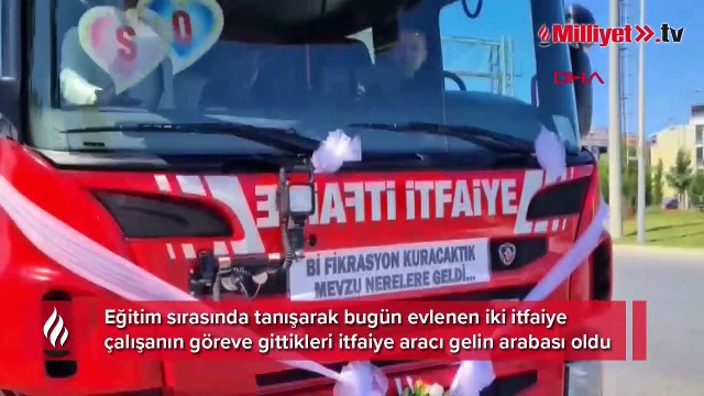İtfaiye aracı gelin arabası oldu