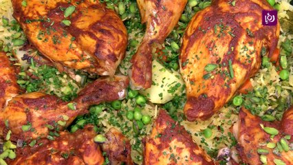 ارز هندي بالخضار مع الدجاج المشوي