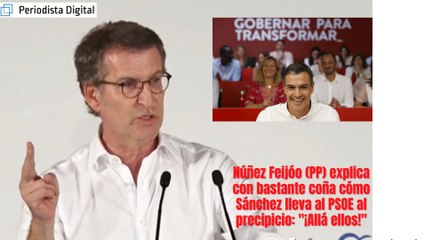 Alberto Núñez Feijóo (PP) explica con bastante coña cómo Pedro Sánchez lleva al PSOE al precipicio: "¡Allá ellos!"