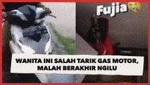 Viral Seorang Wanita Salah Tarik Gas Sepeda Motor yang Dikendarai: Berakhir Ngilu