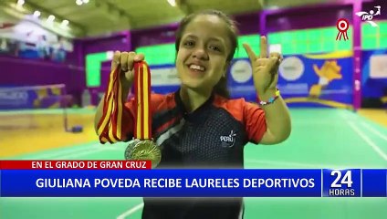 Giuliana Póveda recibe los Laureles Deportivos del Perú en el grado de Gran Cruz