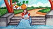beautiful girl sitting on riverside scenery drawing || alone girl sitting on river ghat drawing