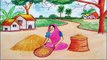 how to draw village working woman scenery step by step||village landscape woman work scenery drawing