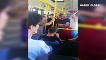 Otobüste kadınların fotoğrafını çeken adama yolculardan öldüresiye dayak kamerada