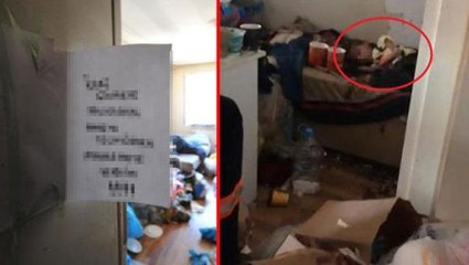 Küçük çocuğun 1 yıldır esir tutulduğu çöp evin girişindeki yazı dikkat çekti