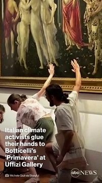 Italie : Regardez ces militants écologistes qui ont collé leur main sur le célèbre tableau datant de 1477, Le Printemps de Botticelli exposé à la galerie des Offices de Florence