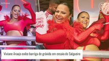 Viviane Araujo samba muito e deixa barriga de grávida em evidência em look vermelho em ensaio do Salgueiro. Fotos!