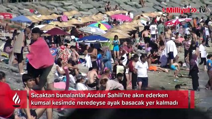 Avcılar Sahili sıcaktan bunalanlarla dolup taştı