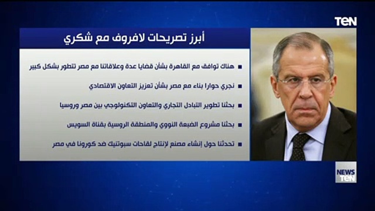 أبرز تصريحات لافروف مع وزير الخارجية سامح شكري