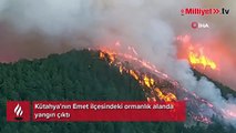 Kütahya'da Emet'te orman yangını... Ekipler yangına müdahale ediyor