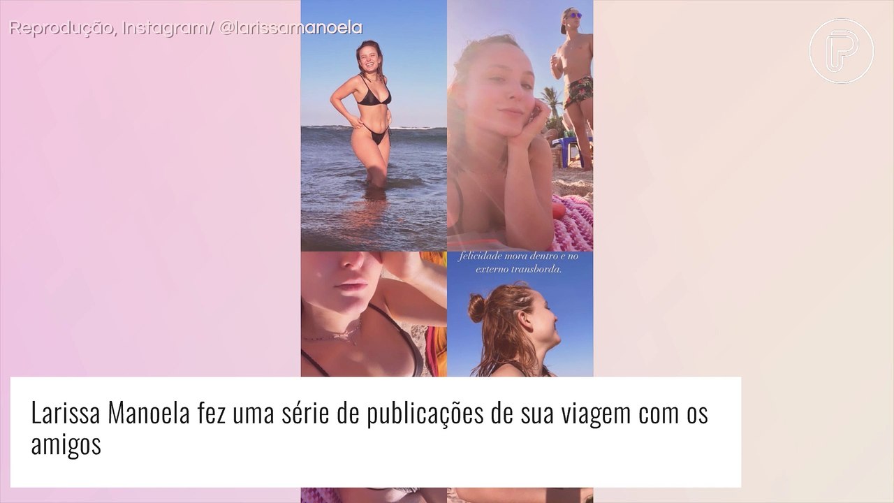 De fio-dental, Larissa Manoela surge em fotos inéditas da viagem romântica com André Luiz Frambach