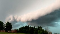Dark green shelf cloud hovers over Wisconsin