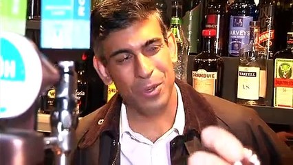 ‘A pint of bitter for me Rashid’ - Sunak pulls a pint in pub