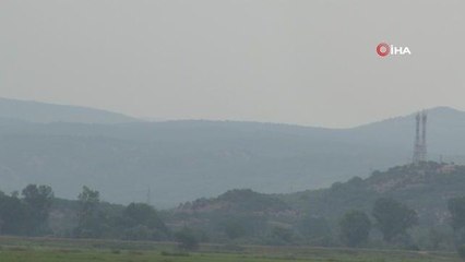 Yunanistan'daki orman yangınının yaklaştığı Edirne sınırında yoğun duman hakim oluyor