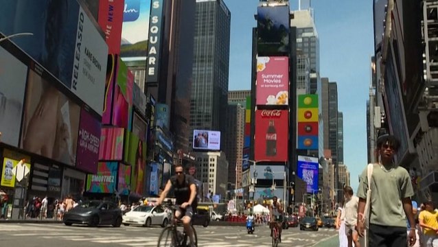 New Yorkers and their pets try to stay cool during heat wave