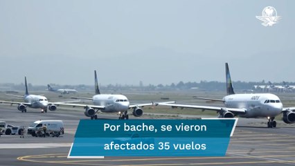 Restablecen actividades en pista del AICM tras reparación de bache