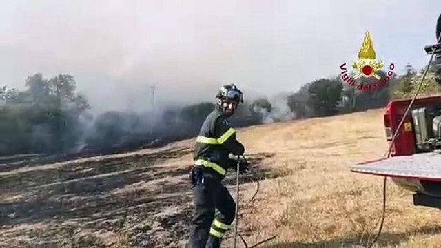 Incendio di Cinigiano, il lavoro delle squadre di terra e dei Canadair