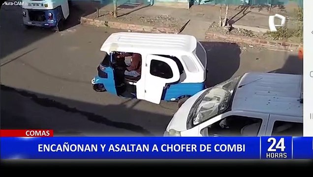 Comas: Delincuentes en mototaxi encañonan y asaltan a chofer de minivan